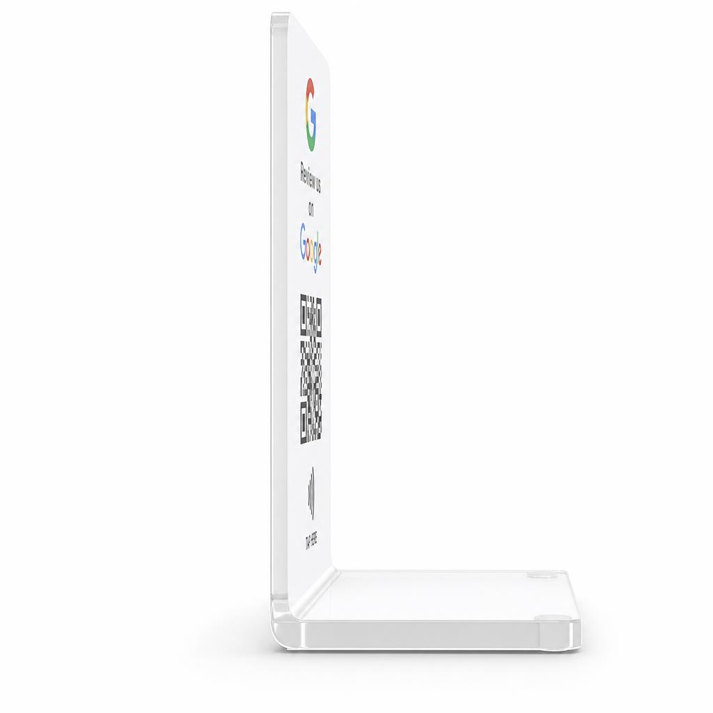 Google review NFC stand, side profile